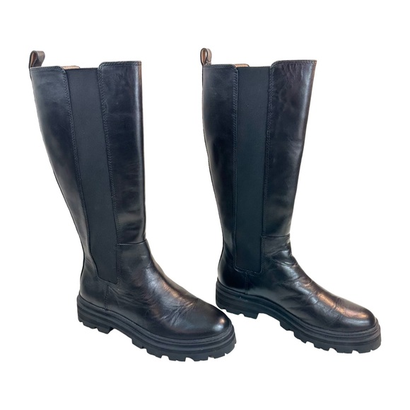 Madewell The Poppy Tall Lugsole Boot with Extended Calf Size:7.5Color:True Black - Picture 5 of 16